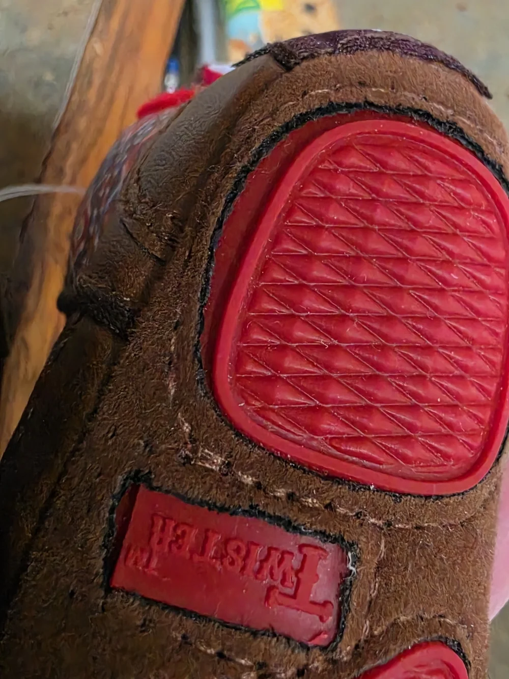 Twister Brown Kids Boots with Red, Blue & Green Aztec Pattern Sz 0